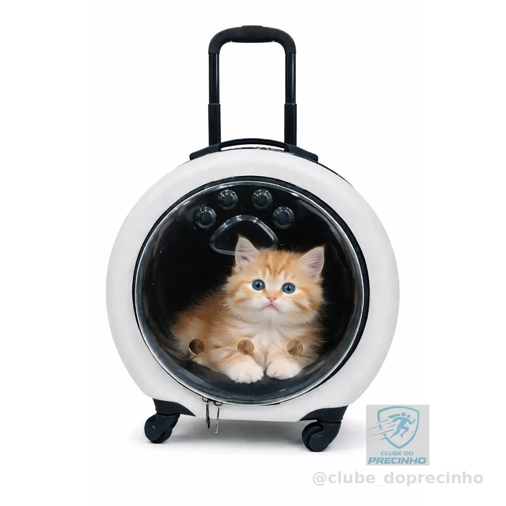 Mochila Pet com Rodinha Visão Panorâmica Segurança Ventilação Conforto