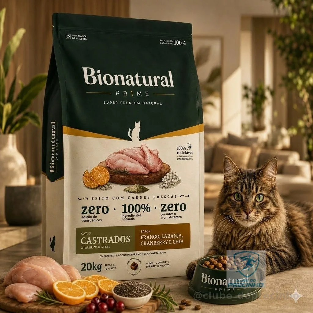 Ração Bionatural Prime Super Premium Gatos Castrados 20kg Frango Envio Imediato