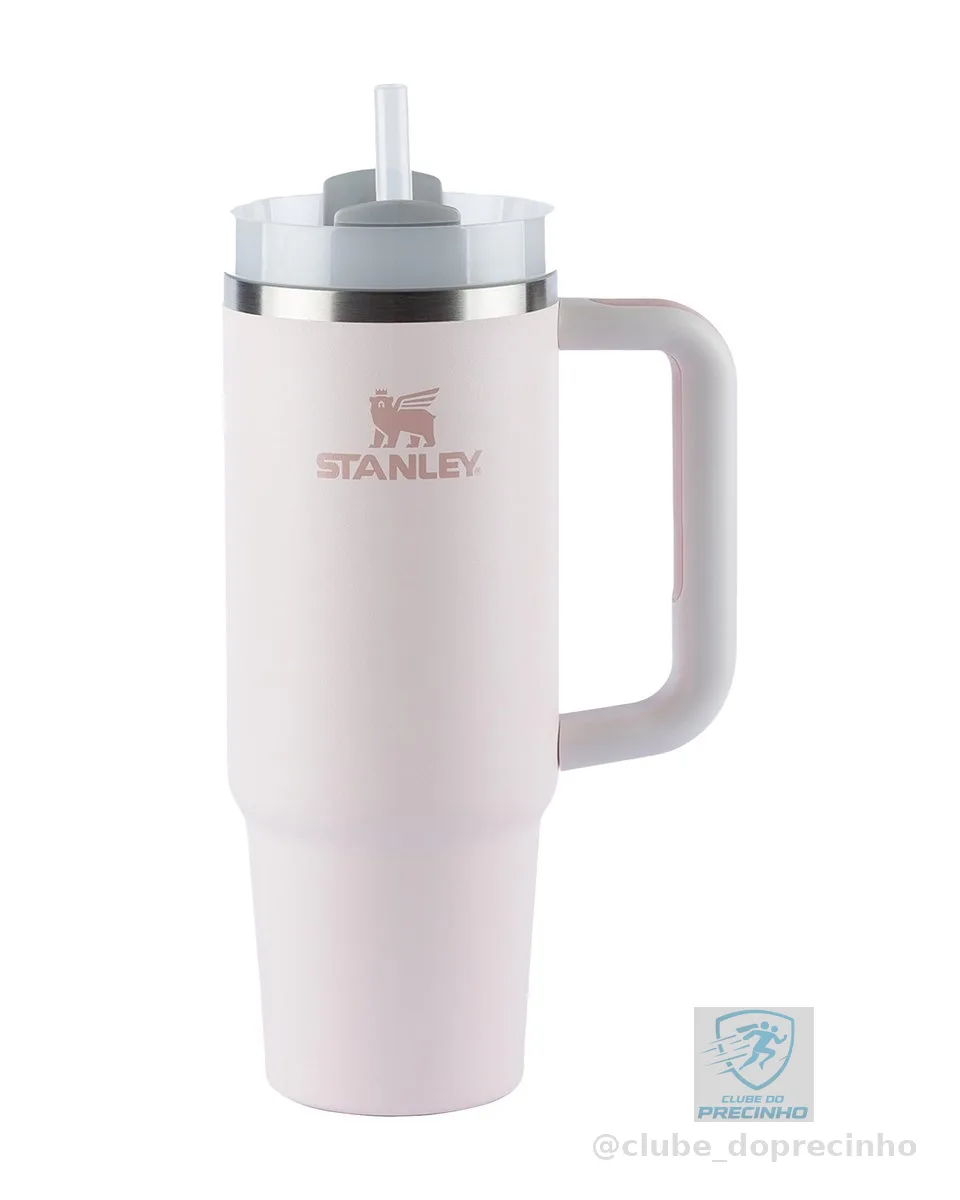 Stanley - Quencher H2.0 FlowState 1,18L - Copo de aço inoxidável com isolamento a vácuo, tampa e canudo, para água, chá gelado, café, smoothies e muito mais, Rose Quartz