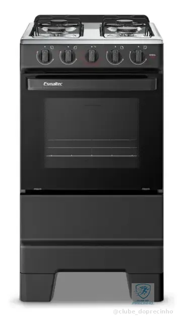 Fogão a Gás Mesa Inox e Forno 50L Limpa Fácil Esmaltec IDEAL POP F4ISP Cor Preto 4 bocas