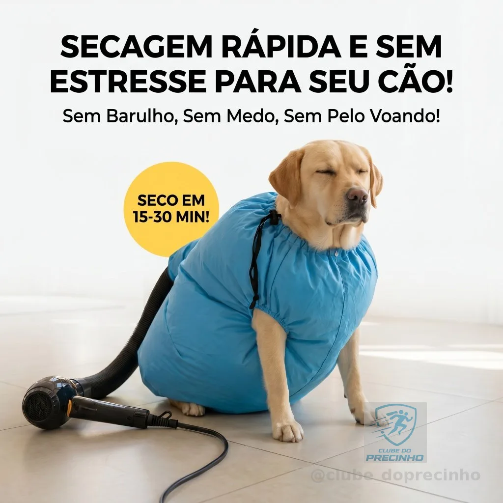 Saco Secador para Pet - Secagem Rápida 15-30min, Pelos Secos, Anti-Ansiedade, Para Cães e Gatos, Lavável, Reutilizável