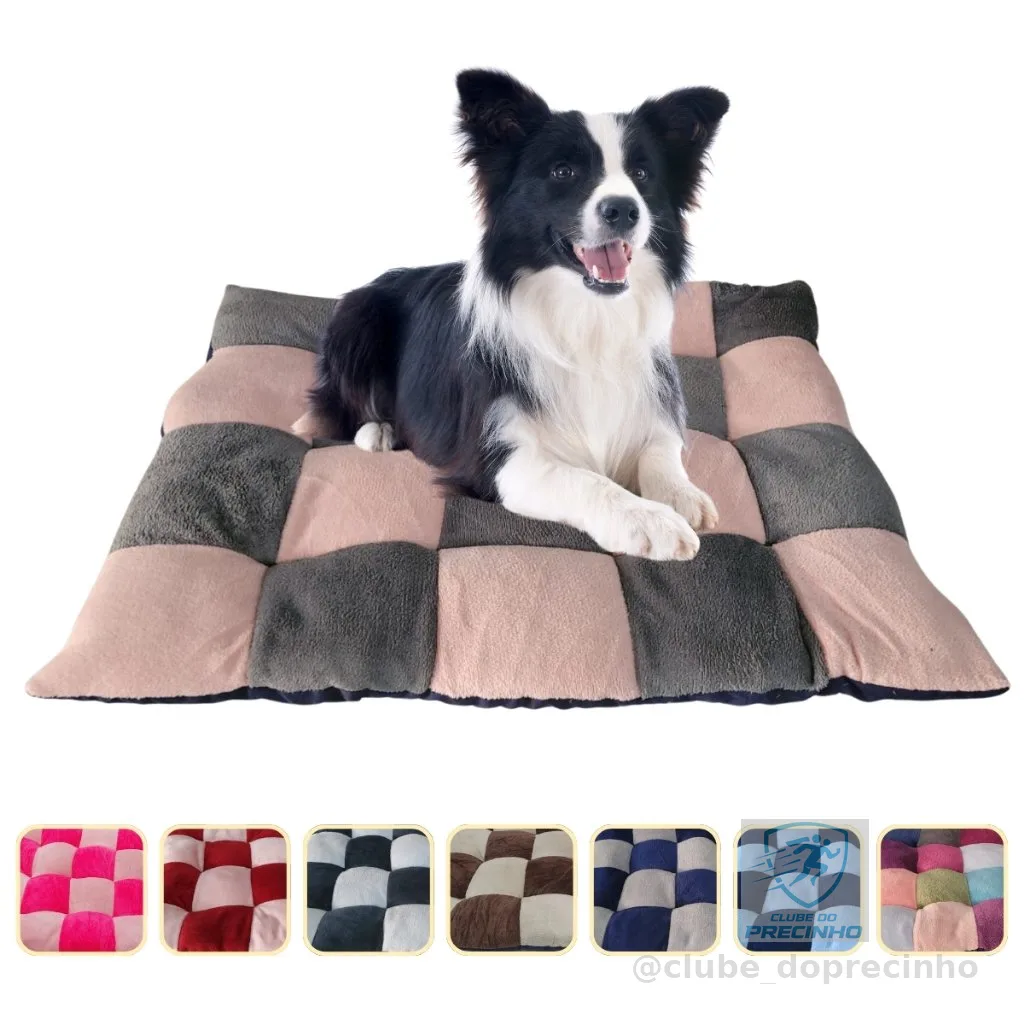 Almofada Pet 50x60 cachorro Gato Cama Conforto Colchonete Quadriculado