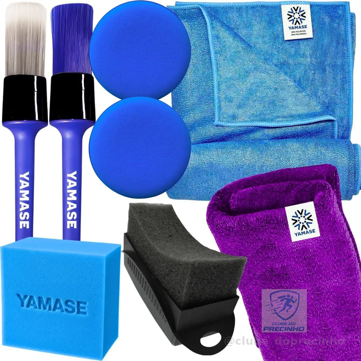 Kit Acessórios Para Detalhamento Automotivo Aplicador de Espuma Pano Microfibra 40x40cm Toalha Secagem 50x90cm Pinceis Yamase Aplicador de Pretinho Detailer ou Sigma
