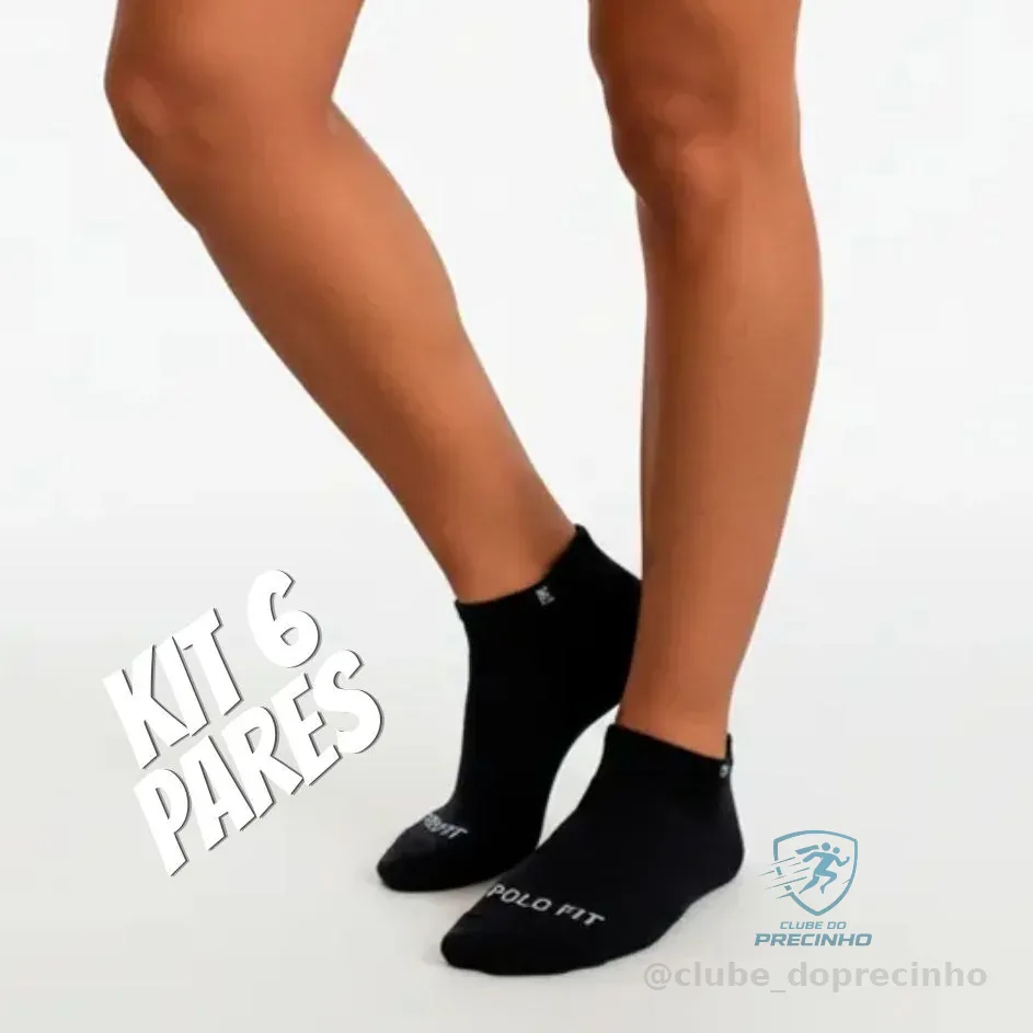 Kit 6 Pares Meias Soquete Cano Curto Baixo Algodão Polo Fit