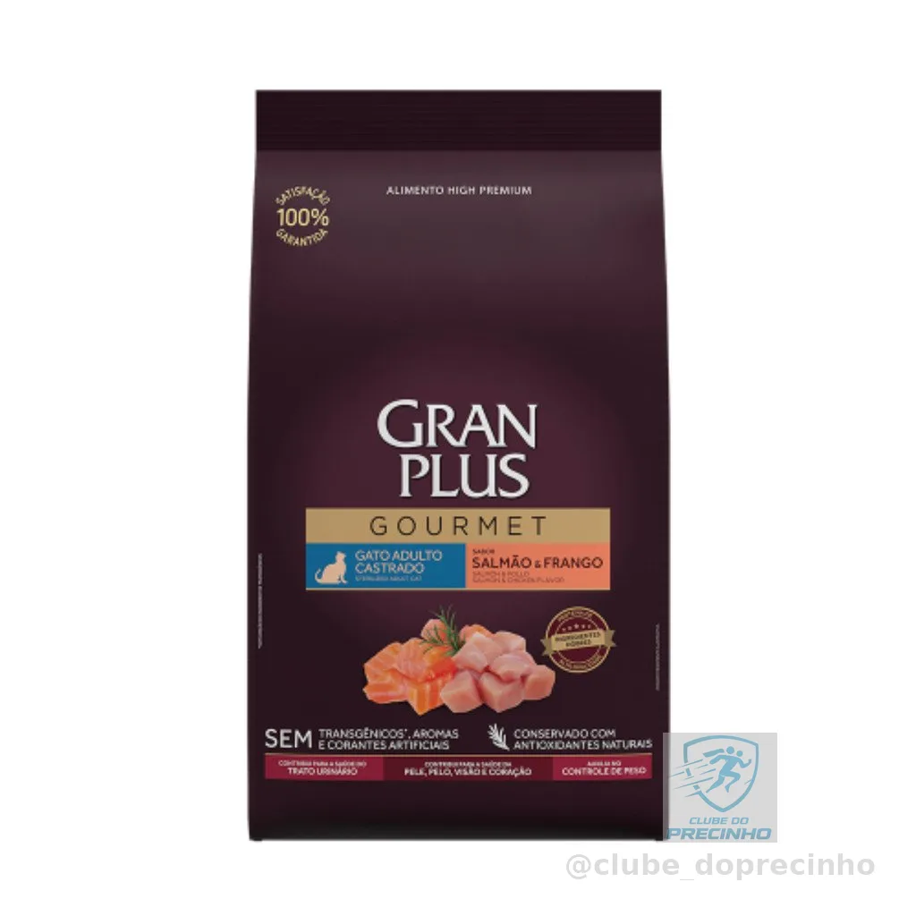 Ração Gran Plus Gourmet Gato Castrado Salmão E Frango 10,1kg