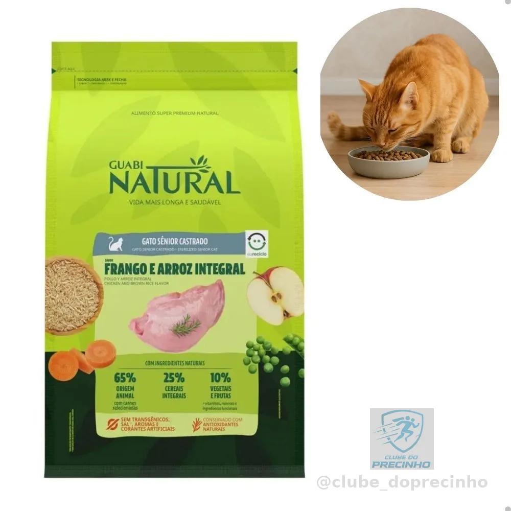 Ração Guabi Natural Gatos Sênior Castrados Frango e Arroz Integral  7.5kg