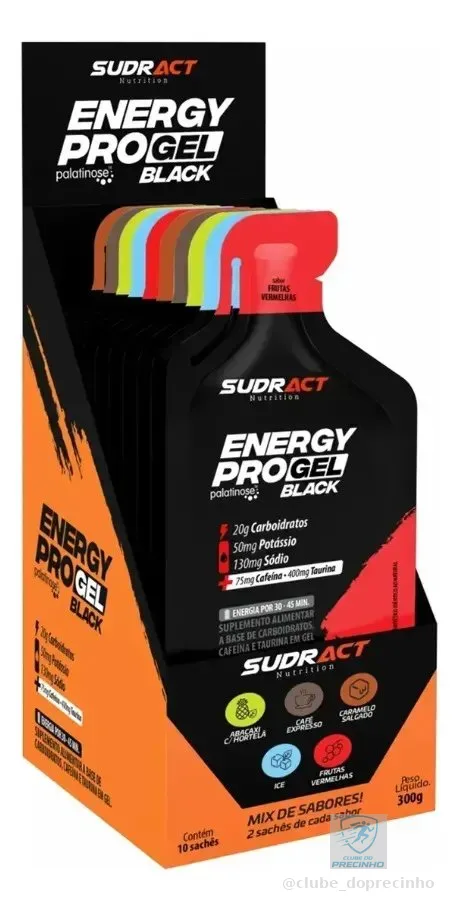 Energy Pro Gel Black 10 Sachês De 30g - Sudract Sabores Diversos