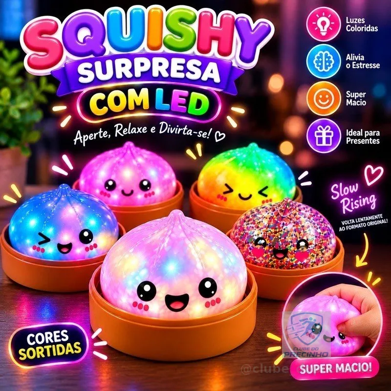 Squishy Dumpling Brinquedo Com Luz Squish Surpresa Antiestresse Bolinho Fofinho Macio Grande