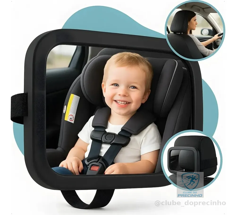 Espelho Retrovisor Bebe Conforto Interno Para Carro Segurança Com Giro 360 Graus Marca Homeroarte