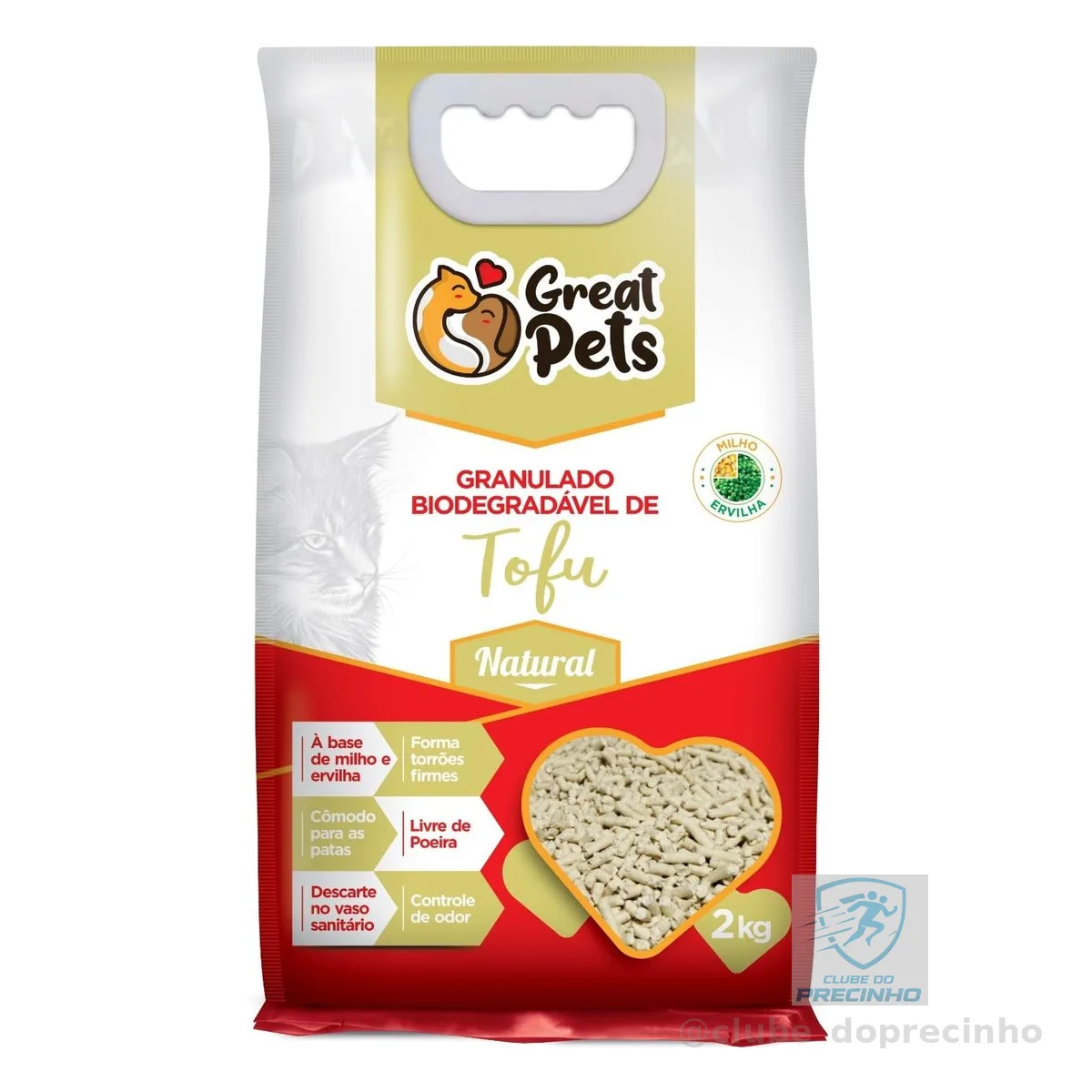 Great Pets Areia Higiênica Biodegradável Tofu 2kg Natural