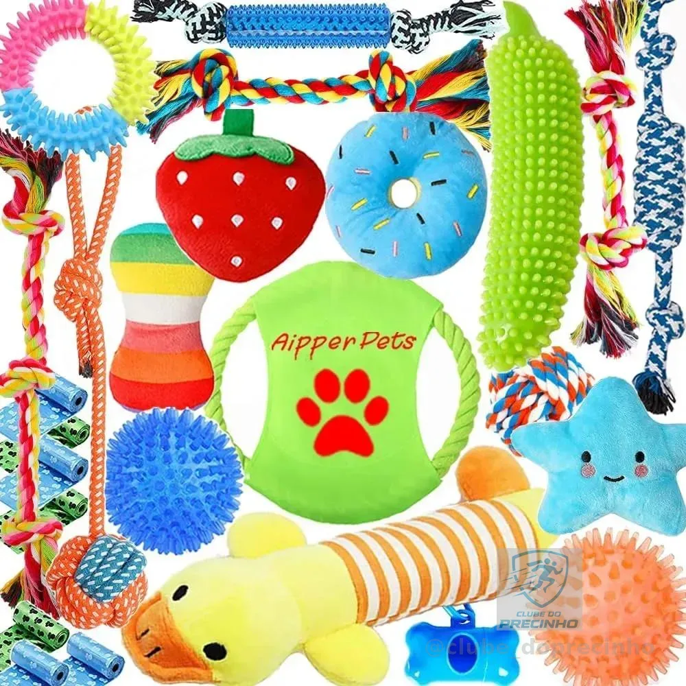 Kit 25 Brinquedos Para Cachorro Porte Pequeno E Filhote Brinquedos De Corda E Borracha Anti Estresse Para Dentição Adestramento E Mordida