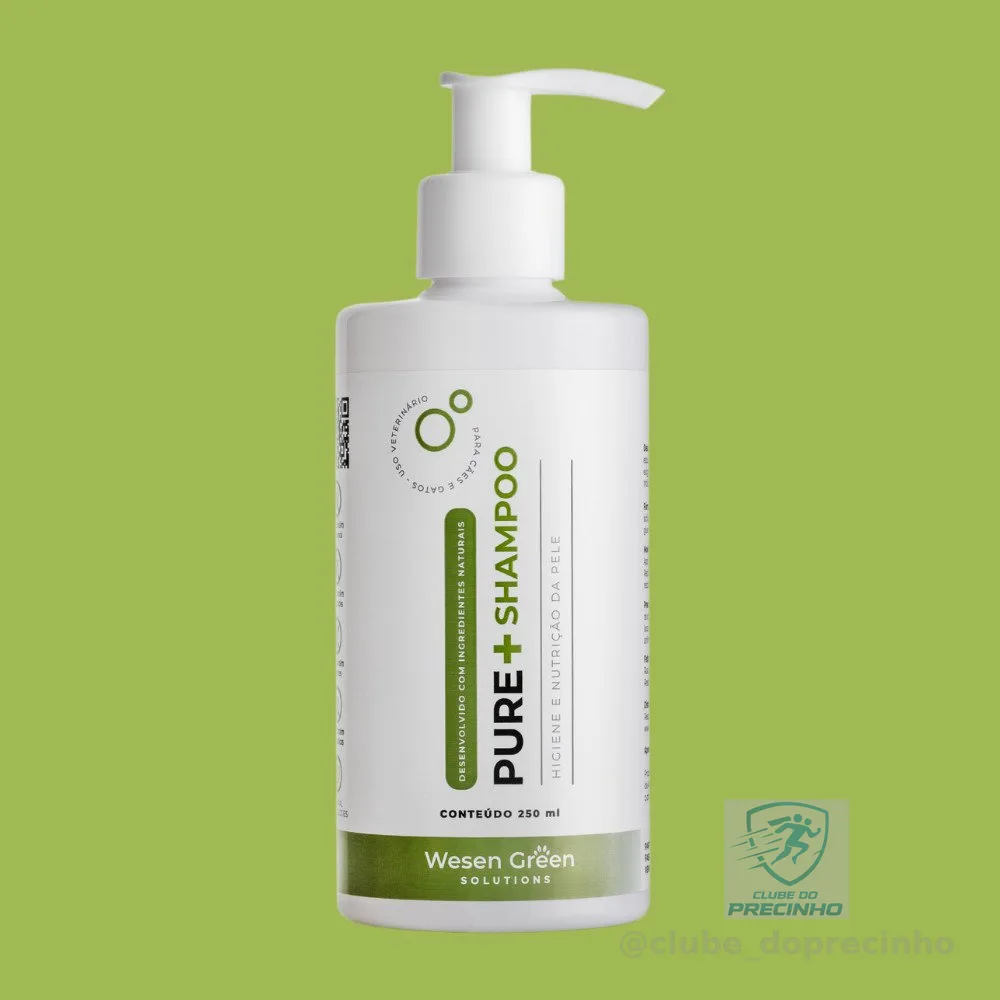 Pure+ Shampoo para Coceiras, Irritações, Pele Sensível, Hipoalergenico e Natural | Cães e Gatos | Wesen Green