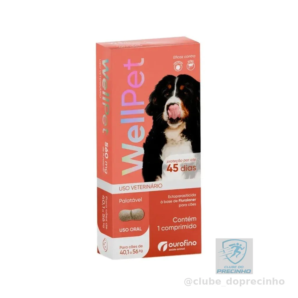 Wellpet 560mg Antipulgas Carrapatos Cães 40-56kg Fluralaner