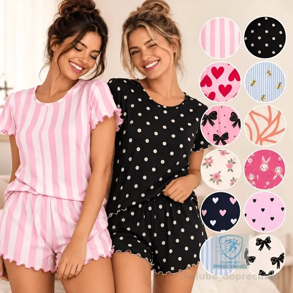 Kit 2 Pijamas Feminino Sortido Verão Ultra Conforto Suede Sortido M Ou 40/42