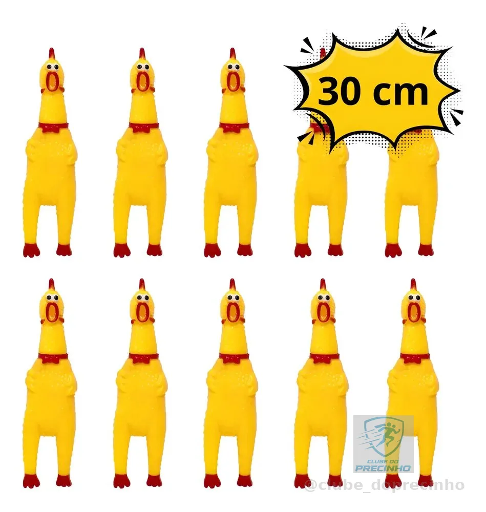 10 Brinquedos Pet Mordedor Frango Galinha De Borracha - 30cm