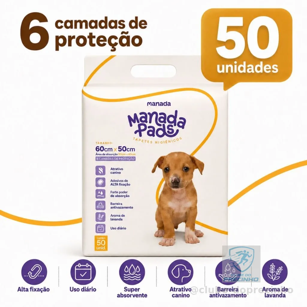 Tapetes Higiênico Para Cães Manada Pads Neutro 50cmx60cm 50Un