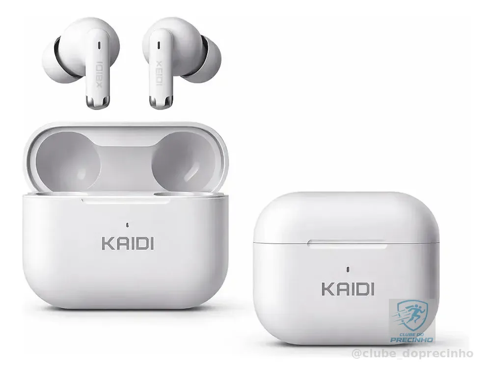 Fone Bluetooth 5.4 Sem Fio Tws Kaidi Kd780 Graves Potentes Branco
