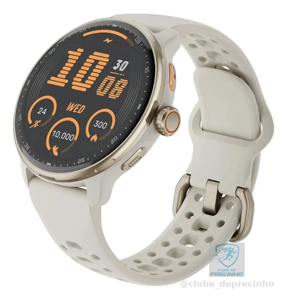 Relógio Inteligente Gps Smartwatch Amoled 3atm Outdoor Strar Preto Mesh Bege