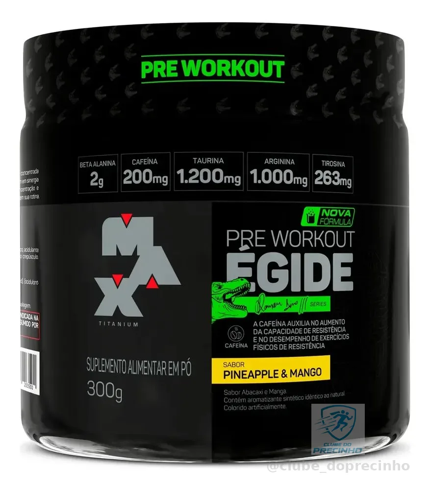 Pre treino Égide Pote 300g Sabor Abacaxi E Manga Suplemento em Pó Max Titanium