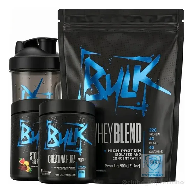 Kit Whey Protein Isolado + Creatina + Pré Treino + Shaker