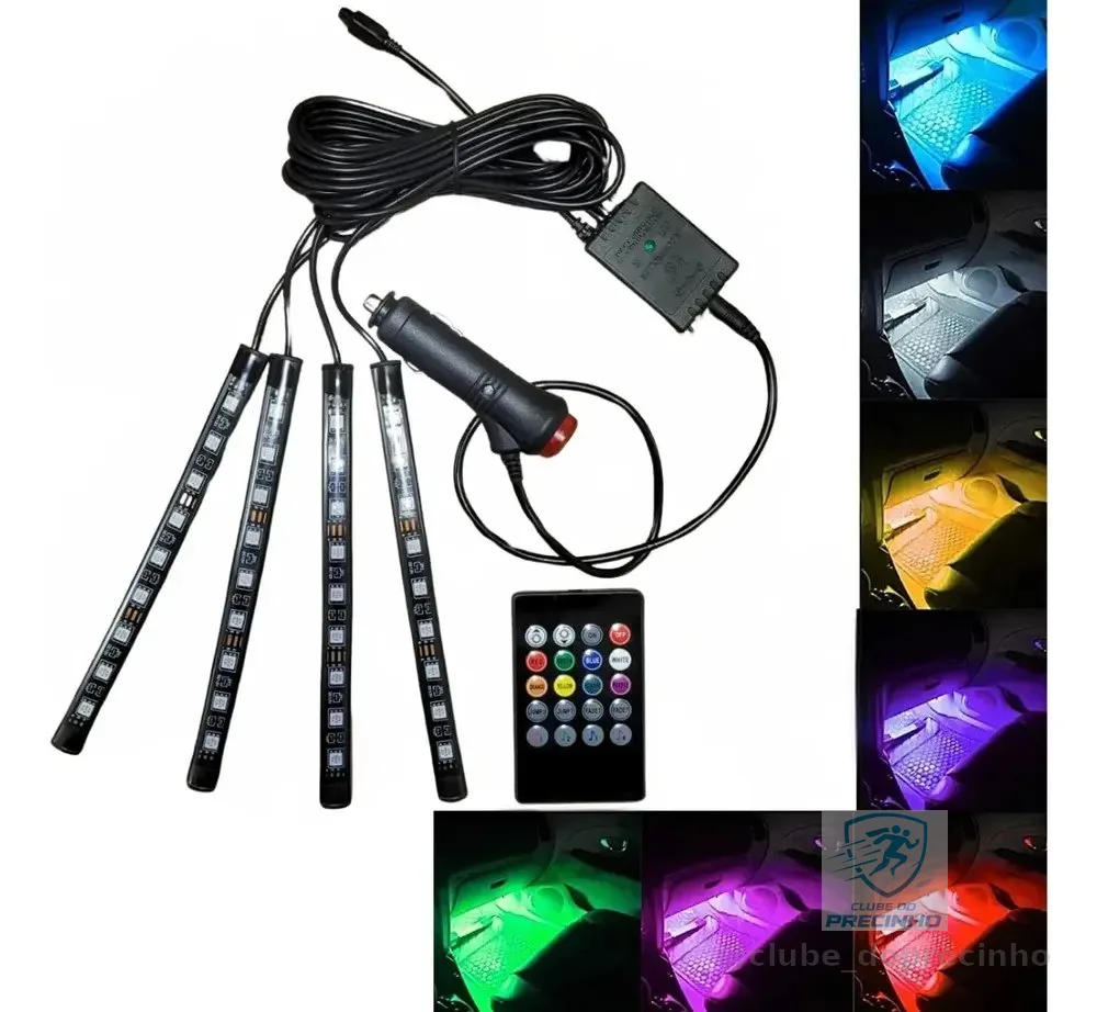 Kit Iluminacao Led Automotivo Neon Rgb Tuning Controle 12v