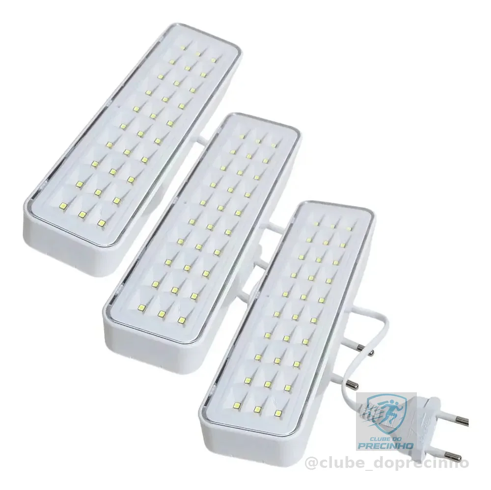 3 Luminárias Emergência Elgin Recarregável Lampada 30 Leds