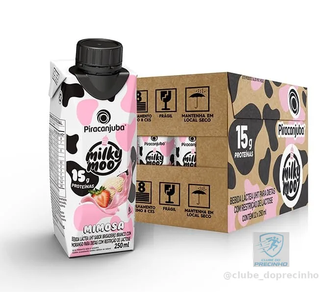 Piracanjuba Bebida Láctea Milky Moo 15g Mimosa 250ml - 12 unidades