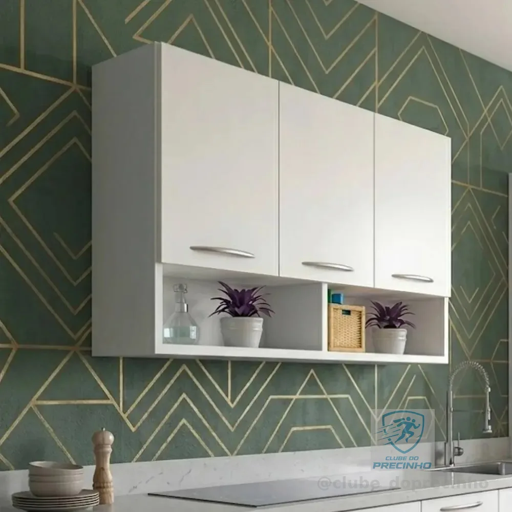 Armário Aéreo Suspenso Em Mdp 90x62x27 C/ Espaço Decorativo Branco