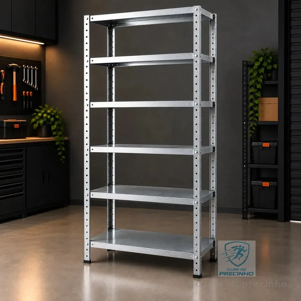 Estante Prateleira De Aço Galvanizado 6 Bandejas 198x90cm Galvanizada