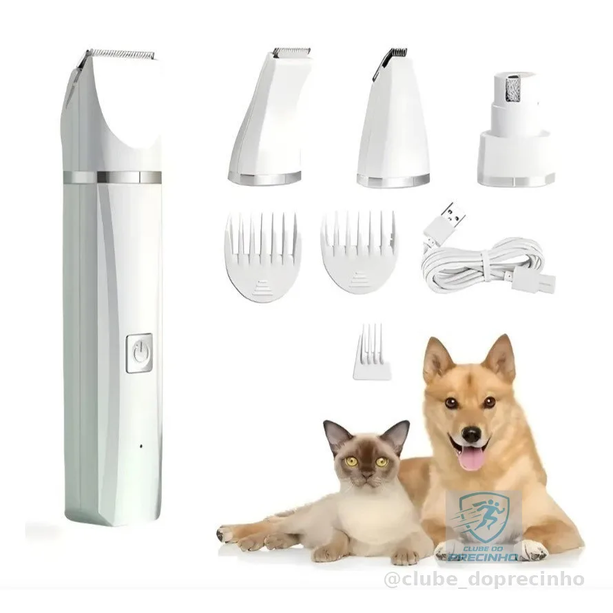 4 em 1 pet Kit Maquina De Tosa Pet Recarregável Aparadora Gato Baixo Ruído Fio kit