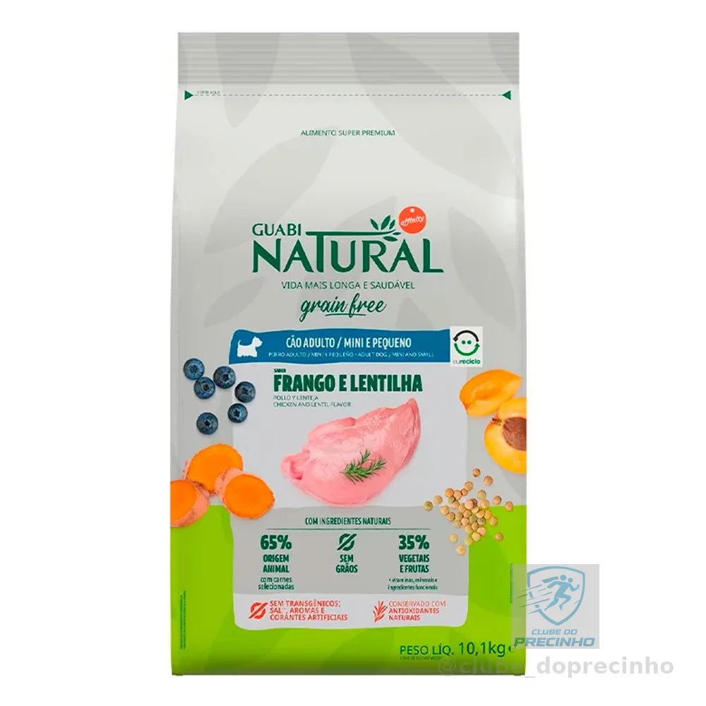 Ração Guabi Natural Cães Grain Free Adultos Raças Mini e Pequenas Frango e Lentilha 10,1kg