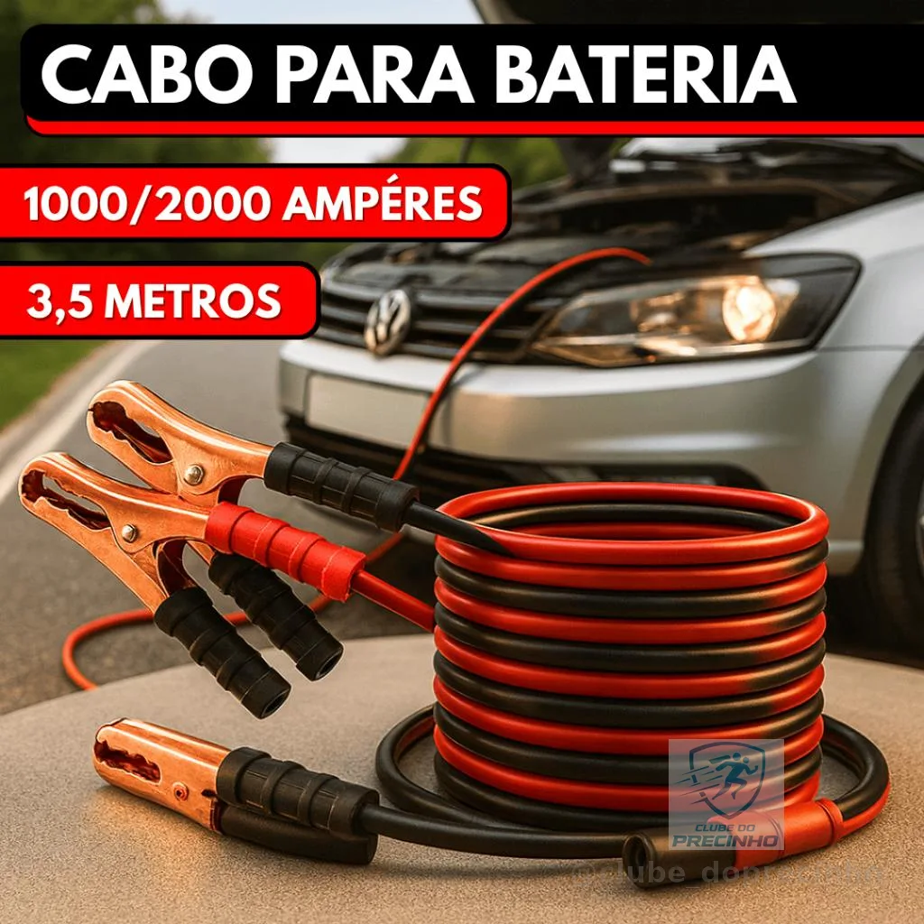 Cabo Para Bateria Chupeta de Carro 3,5 Metros 1.000 ou 2.000 Amperes