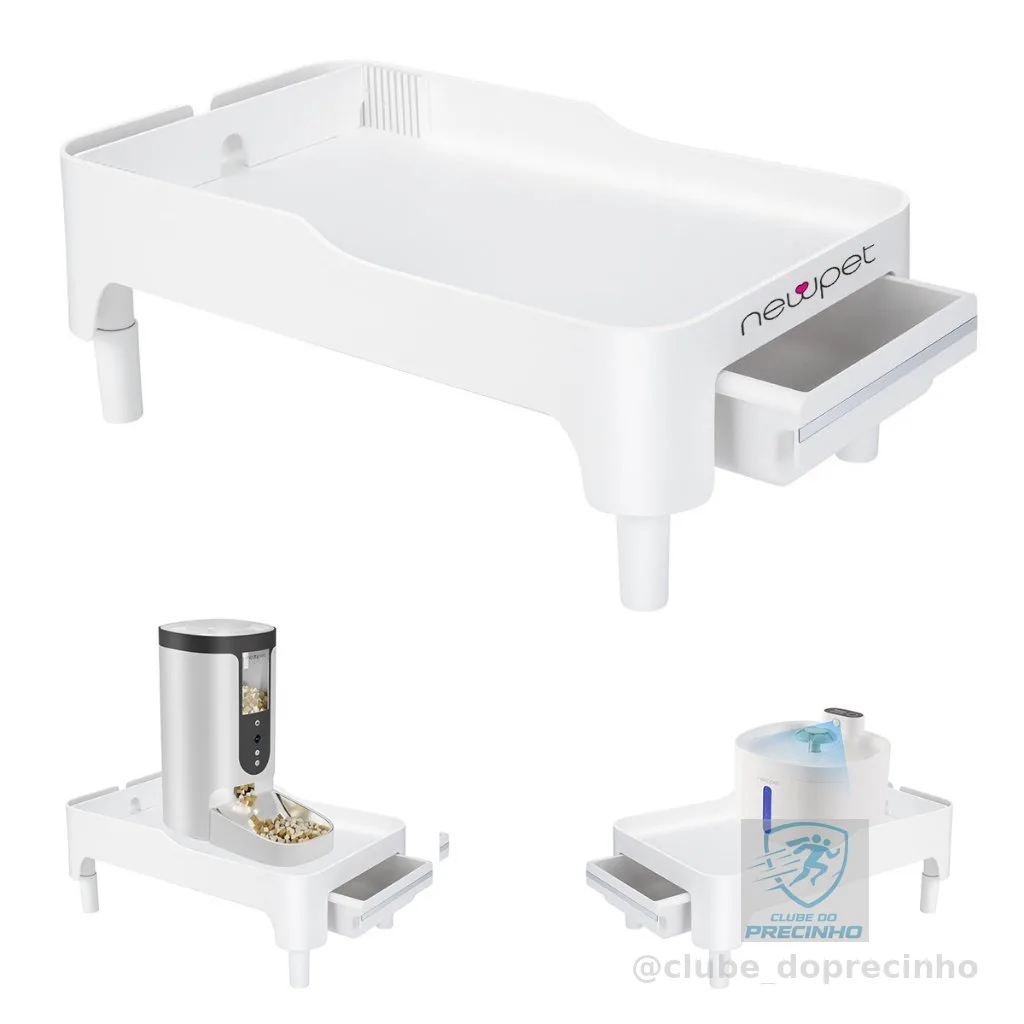 Newpet Comedouro e Bebedouro Elevado Ergonômico Base Para Pet Bebedouro Cachorro Gato Cães Altura 4,5 cm