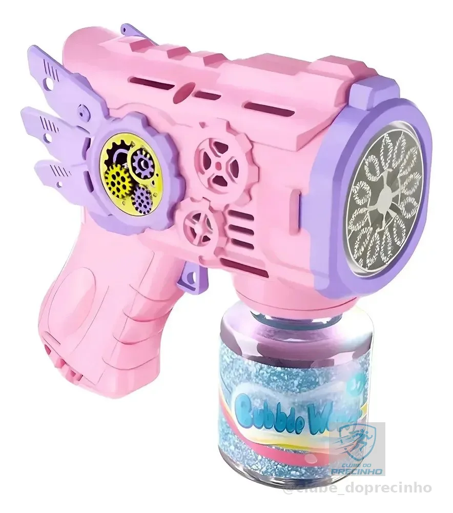 Brinquedo Bubble Gun Maquina Arminha Pistola Bolha De Sabão Infantil Cor Rosa