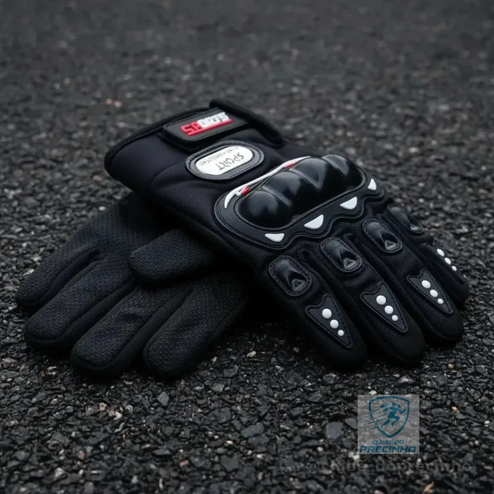 Par Luva Proteção Motoqueiro Motociclista Impermeável Moto Preto Único