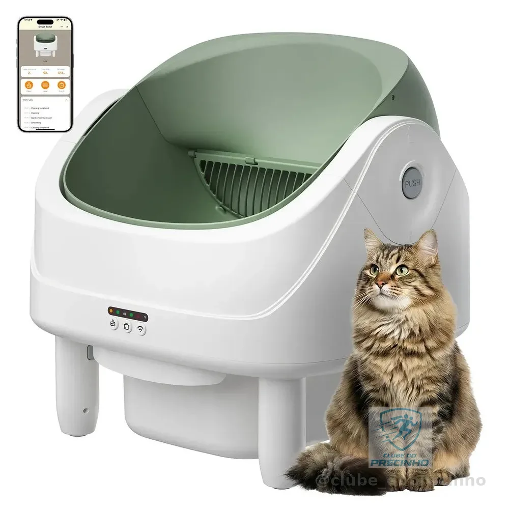 Caixa de Areia Autolimpante PATBRELA de 75L para Gato Com Bioradar e Controle Wi-Fi