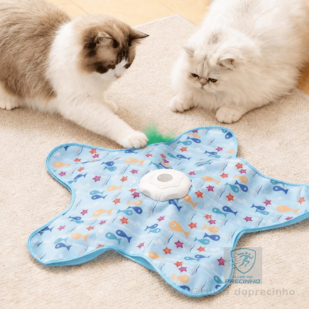 Brinquedo Interativo para Gatos com Tapete 65cm Movimento 360° Recarregável USB-C