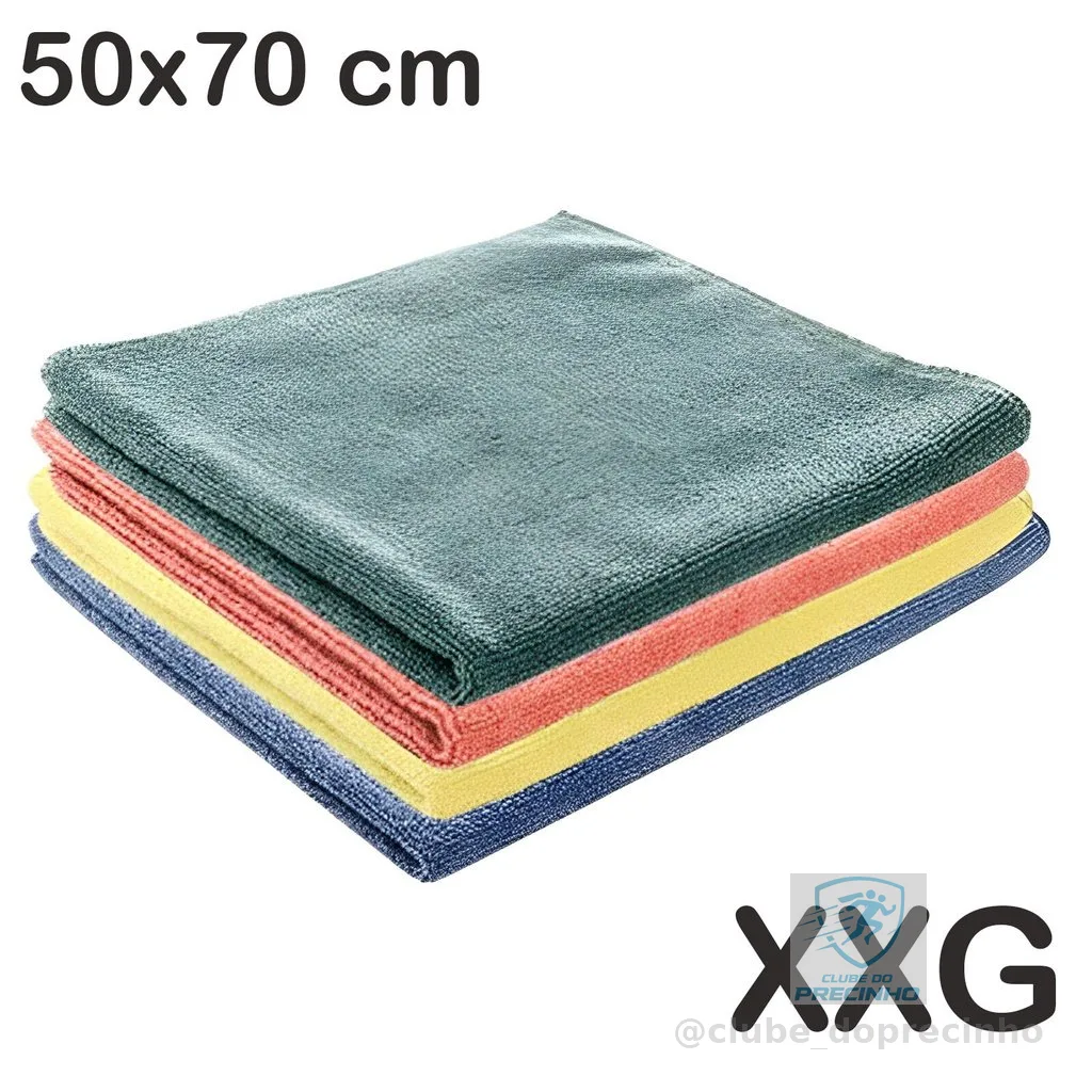 Kit 07 Pano microfibra 50x70cm Grosso Limpeza Automotiva e Doméstica