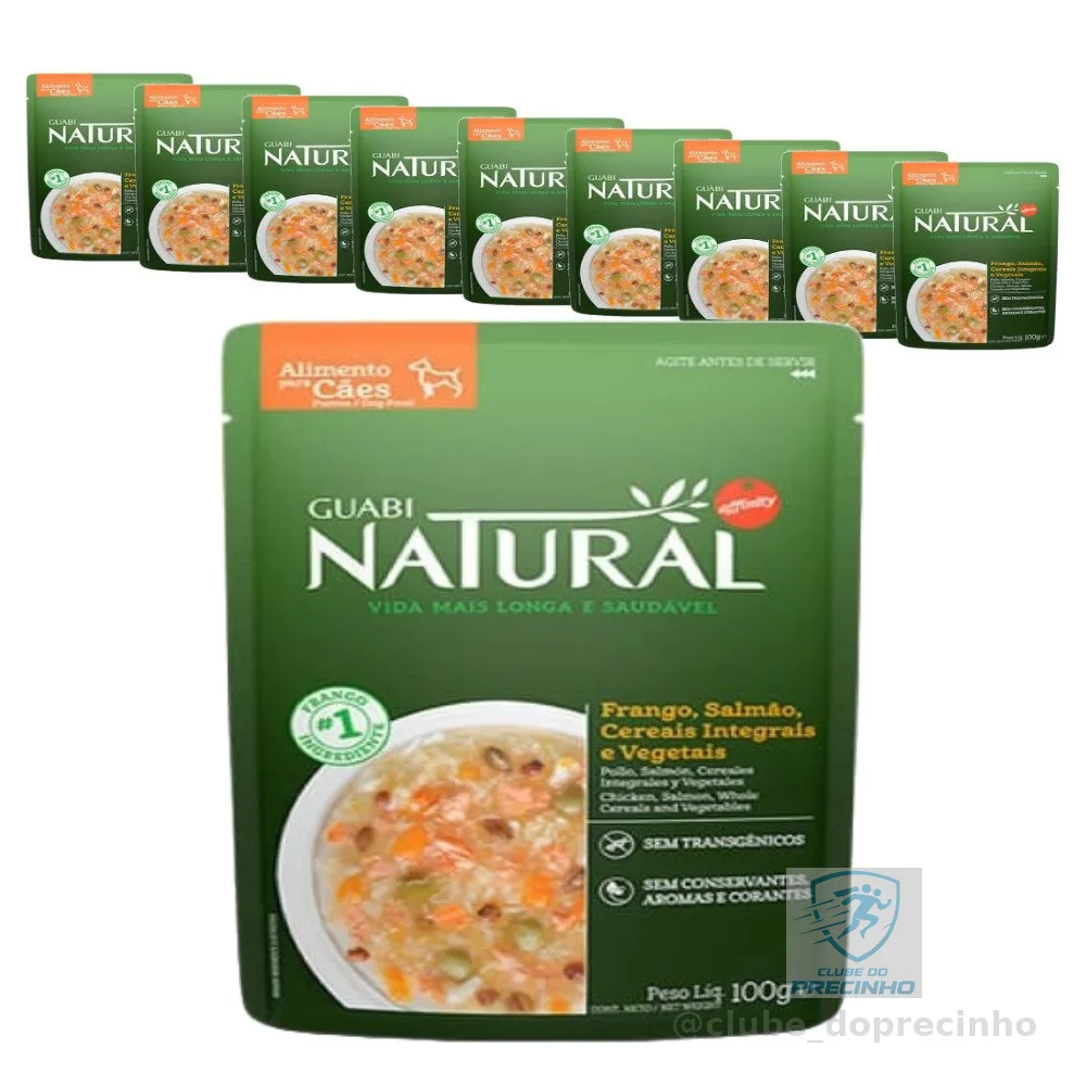 Ração Úmida Guabi Natural para Cães Adultos sabor Salmão e Frango - 100g - KIT 10 unids.