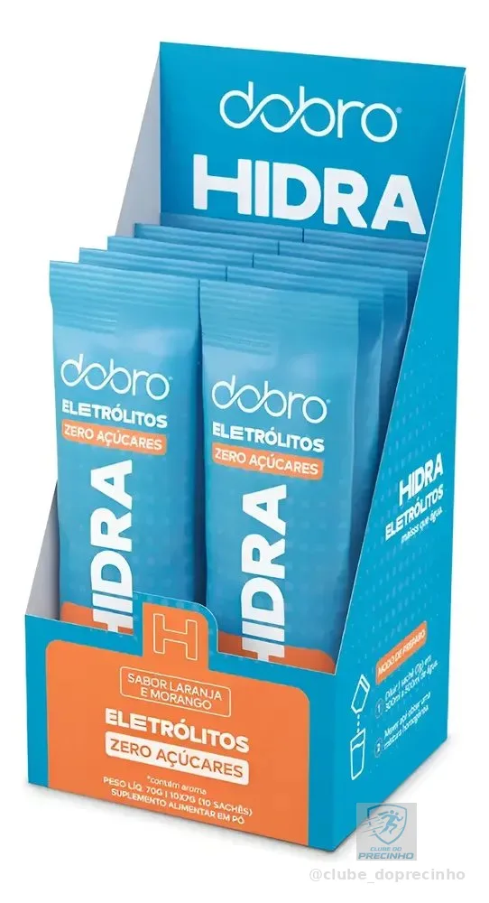 Hidra Eletrolitos Dobro Caixa Com 10 Sachês De 7g Sabor Laranja E Morango