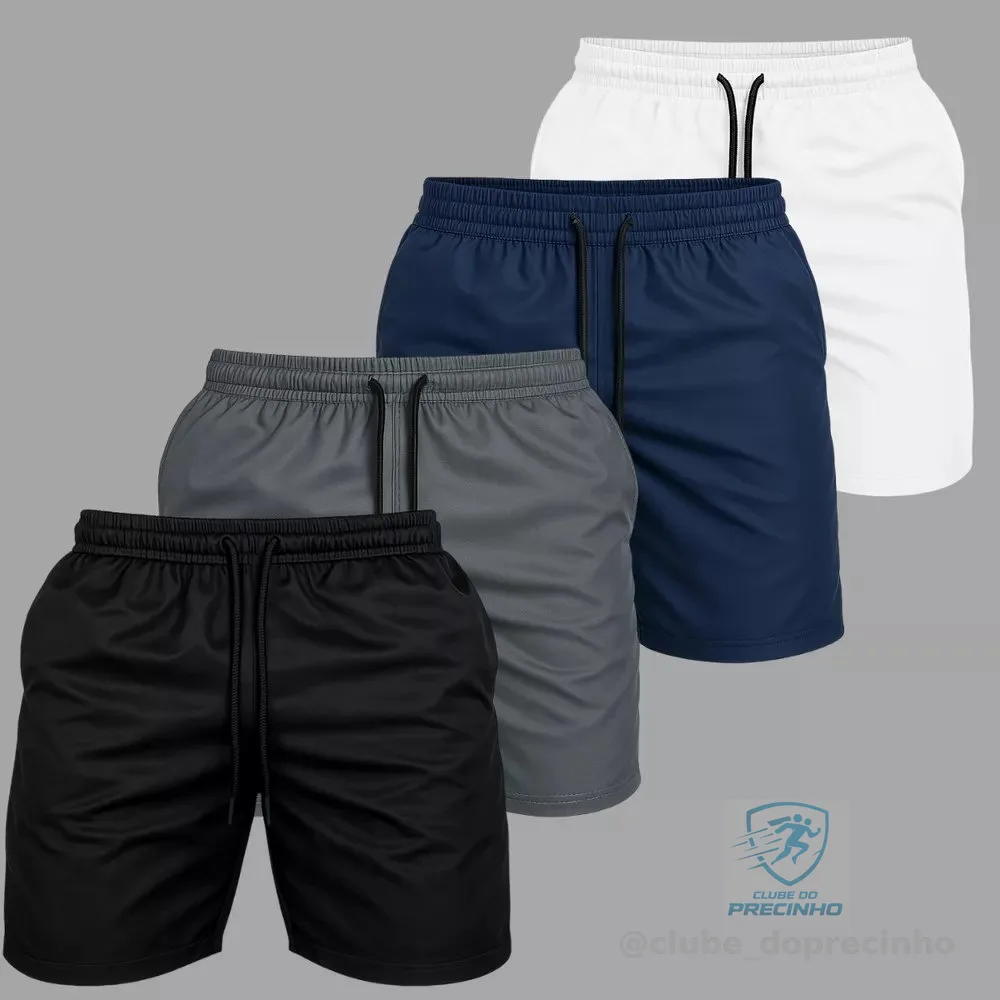 Kit 4 Short Praia Masculino Bermuda Tactel Verão Academia 1 De Cada Cor P