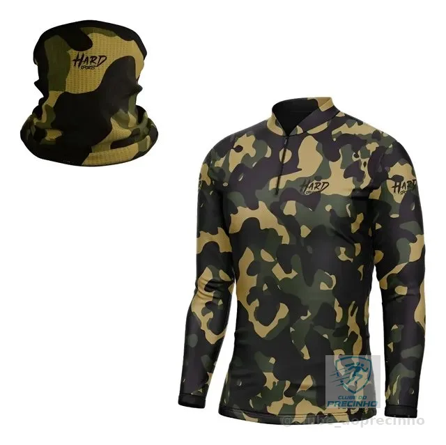 Kit Camiseta De Pesca Black + Bandana Proteção Solar Uv50+