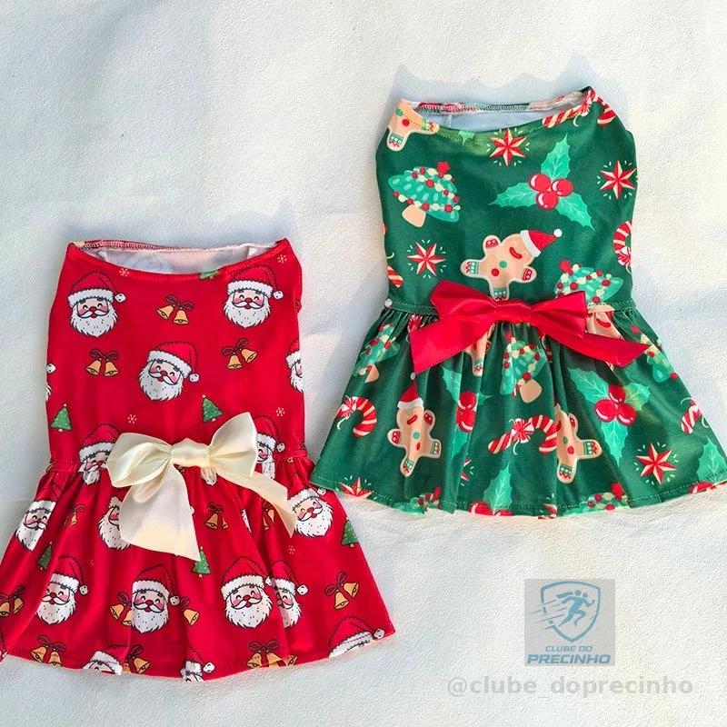 Cão Vestido De Natal Papai Noel Roupas Para Animais De Estimação Shih Tzu Gengibre Homem Gato Saia Ano Novo Roupa Do
