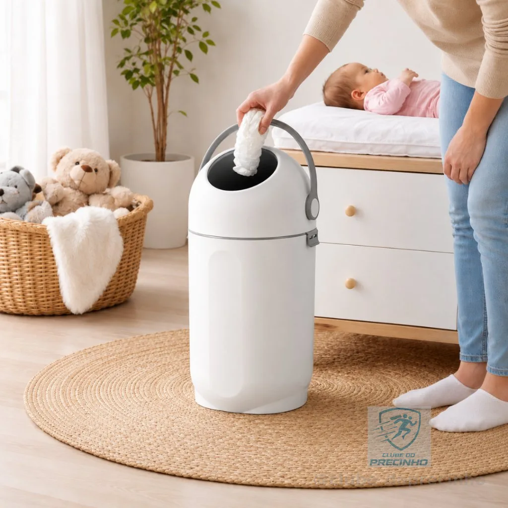 Lixeira Anti Odor Bebê 12 Litros Lixo Anti Odor Fralda Lixeira Para Quarto de Bebê