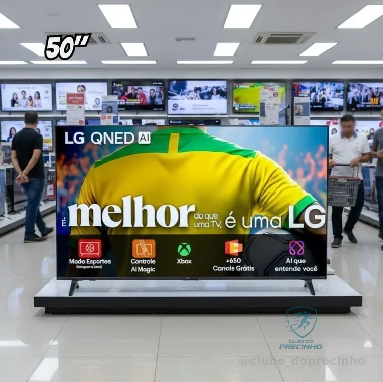 Smart TV 4K 50" LG QNED73 Portal de Games Processador AI α7 Gen8 4K Super Upscaling Google Cast Integrado Controle AI Magic WebOS 25 Modo Esportes Alerta de Esportes