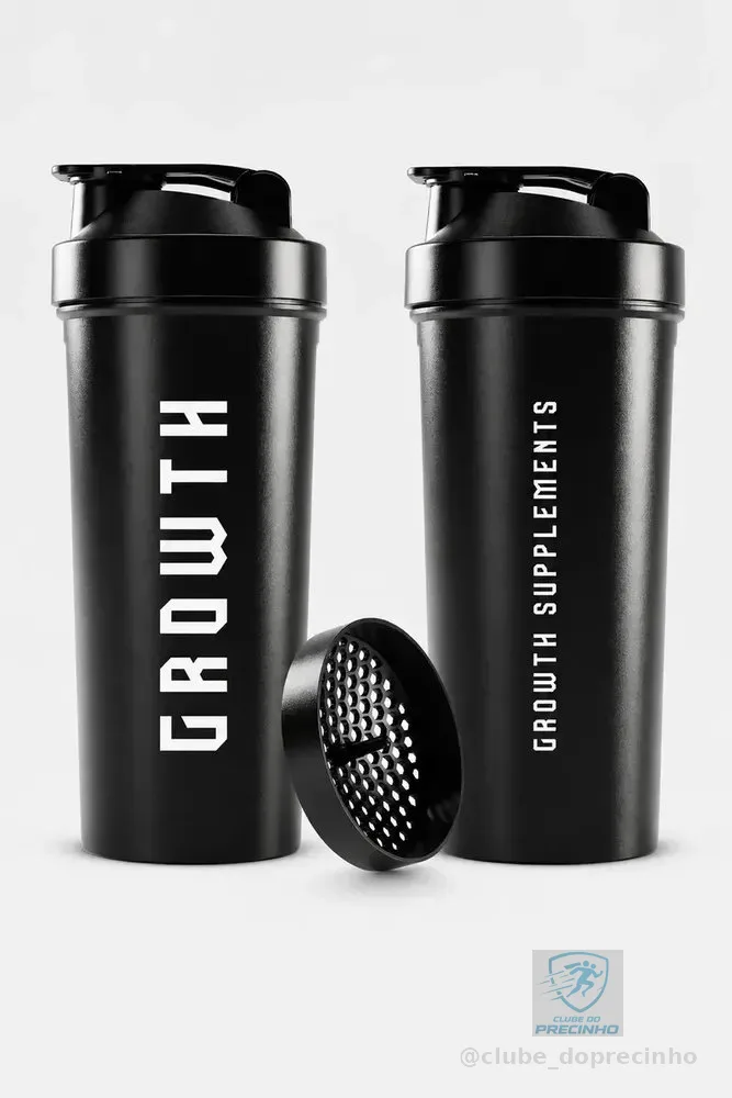 Coqueteleira Shaker Academia 600ml Growth Supplements Preto