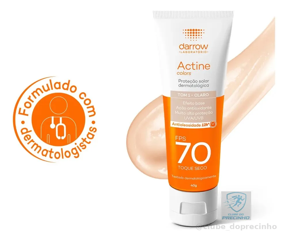 Protetor Solar Facial Dermatológico Darrow Actine Colors Pele Clara FPS70 40g