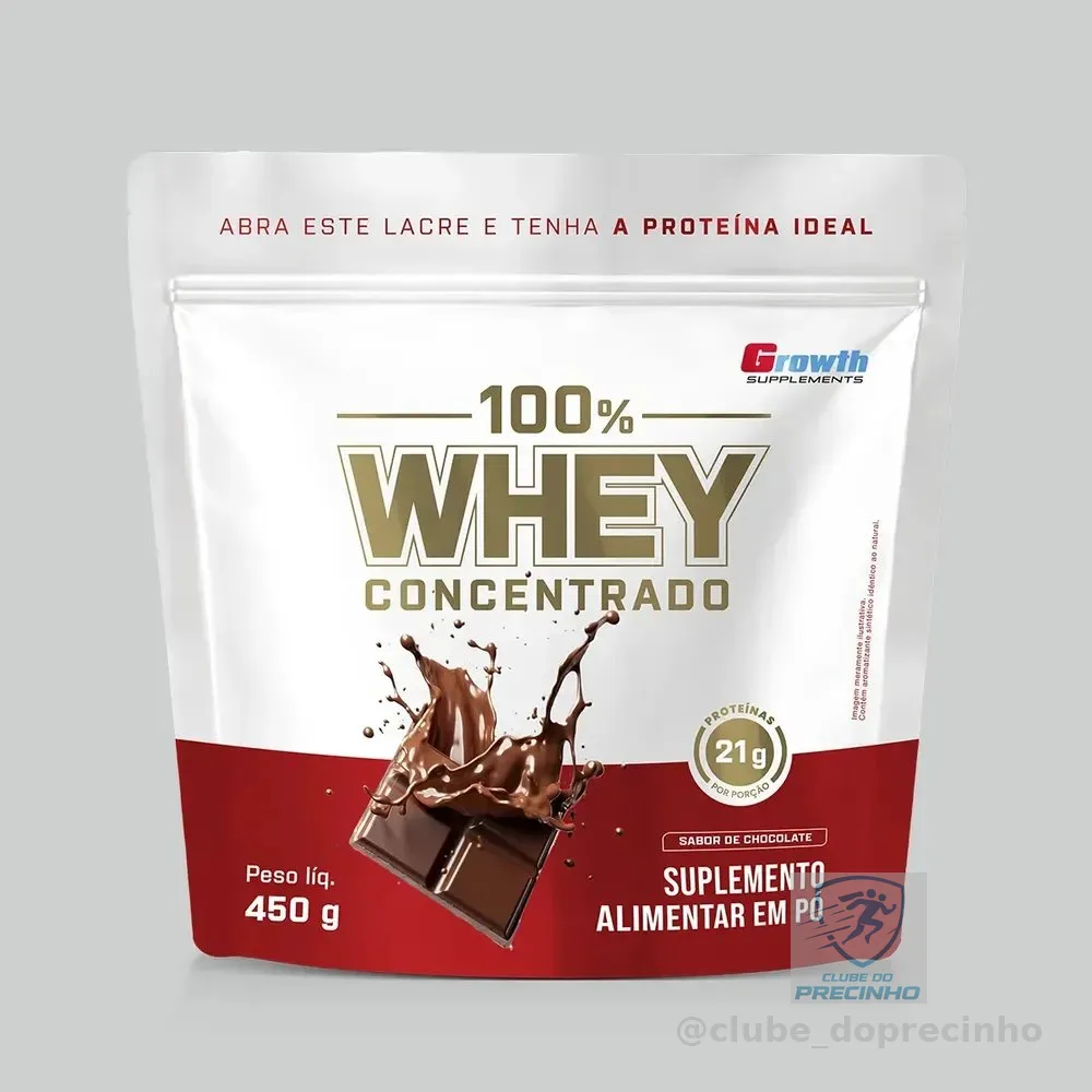 100% Whey Concentrado 450g Growth Supplements Chocolate