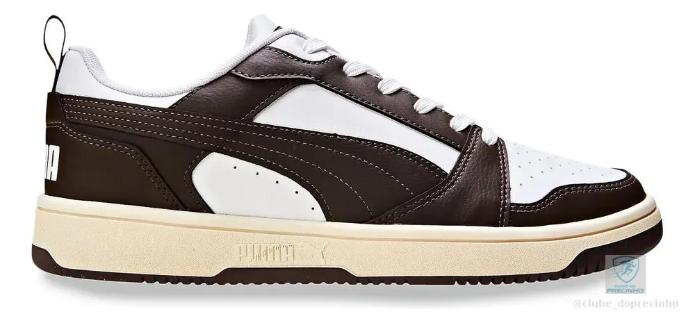 Tênis Casual Masculino Rebound V6 Low Puma Puma White-chocolate-alpine Snow Geométrico 41 Br