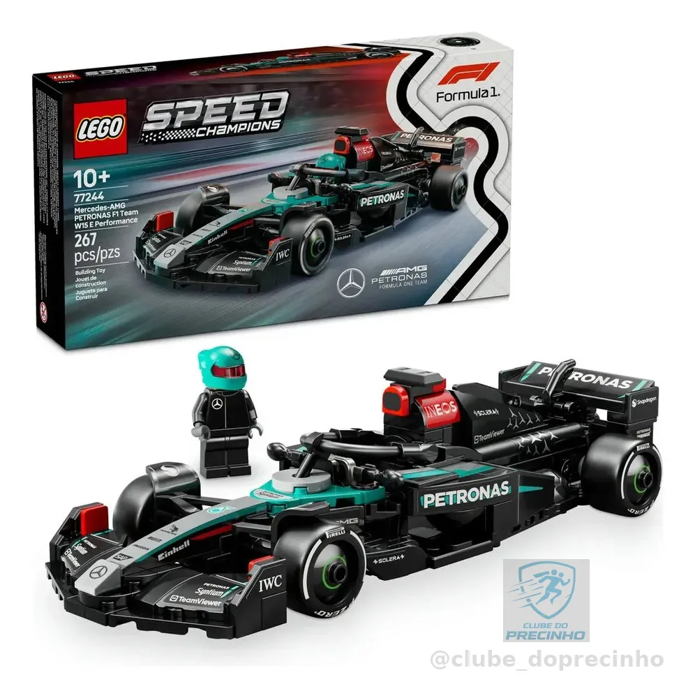 LEGO Speed Champions Carro de Corrida Mercedes-AMG F1 W15 77244; Carro de Fórmula 1 de Brinquedo para Montar e Colecionar